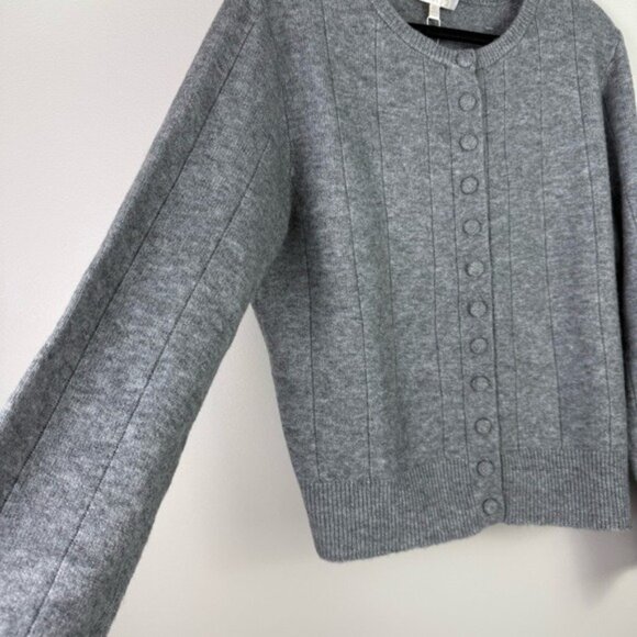 WAYF Grey Knit Button Front Cardigan Sweater XL NWT Preppy Cozy Classic - Picture 4 of 9